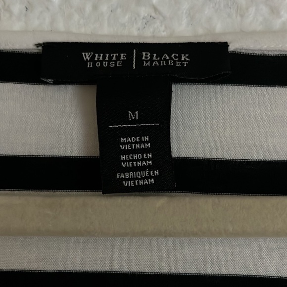 White House Black Market striped blouse with sheer embellished sleeves - Picture 5 of 6